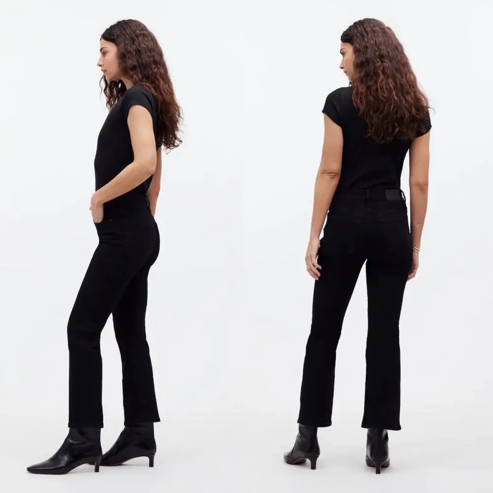 NEW Madewell Mid-Rise Kick Out Crop Jeans Womens size 25 Petite Black Rinse
